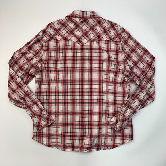 True Religion Western Shirt Mens 3XL XXXL Red Navy Plaid Pocket Snap Button Up - Picture 7 of 13
